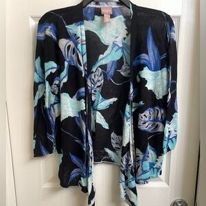 Chico's Black and Blue Patterned Cardigan